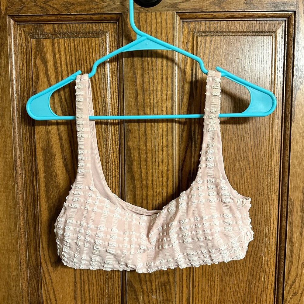 Aerie textured gingham print bikini top